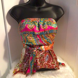Alice & Trixie Strapless Silk Tube Top with Sash XS